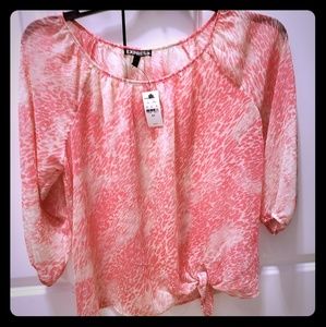 Express sheer three quarter sleeve top